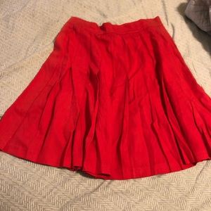 Red Vintage Pleated Skirt